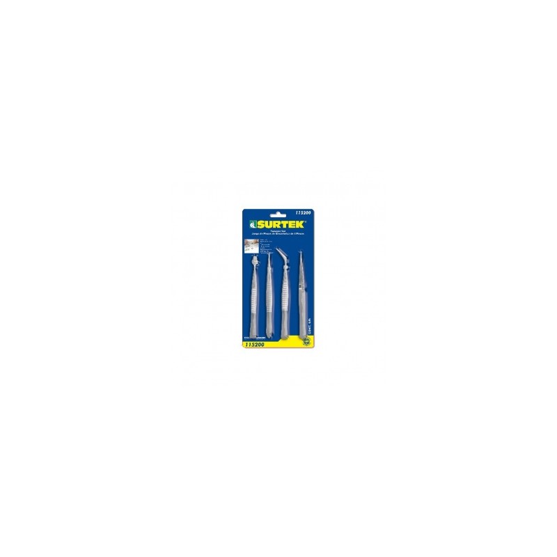 JUEGO DE 4 PINZAS SURTEK DE PRECISION  TWEEZERS (115200)