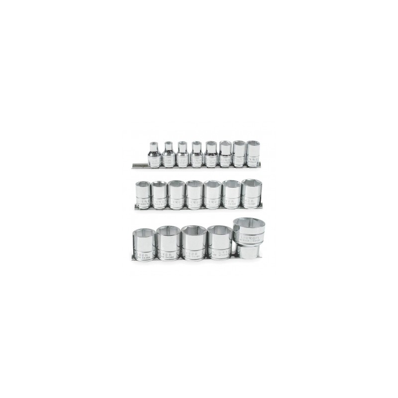JUEGO URREA DE DADOS STD HEX 1/2" EN RIEL (20 PIEZAS) (54109)