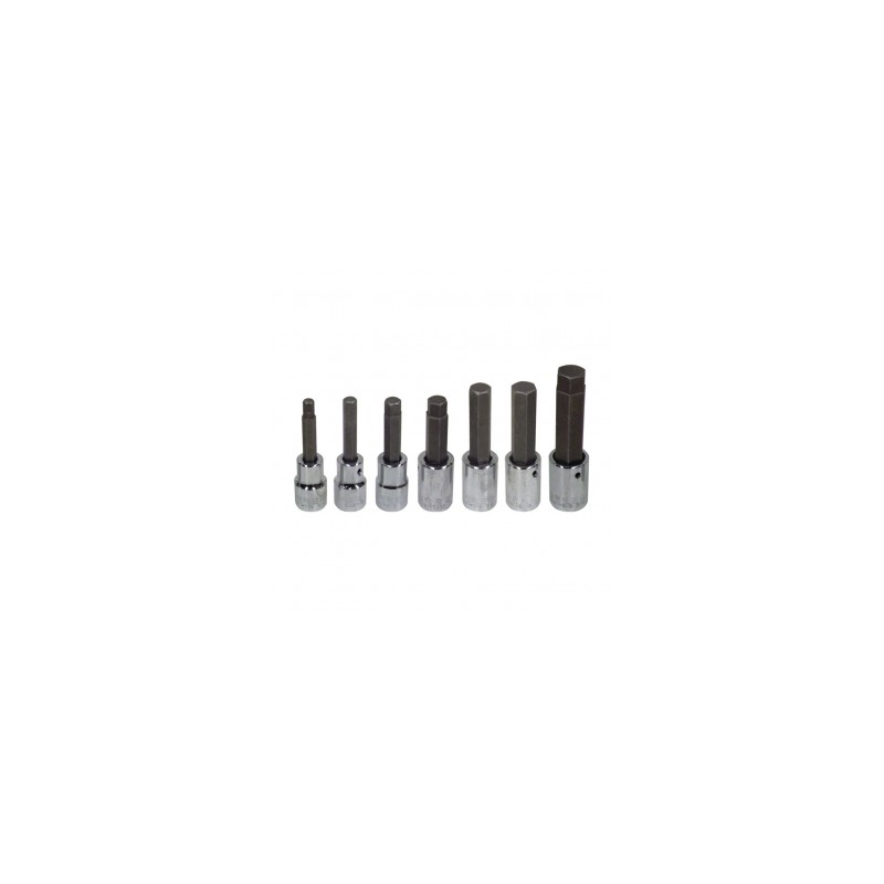 JUEGO URREA DE 7 DADOS PUNTA HEXAGONAL 1/4" A 5/8" CUADRO 1/2" (54417)