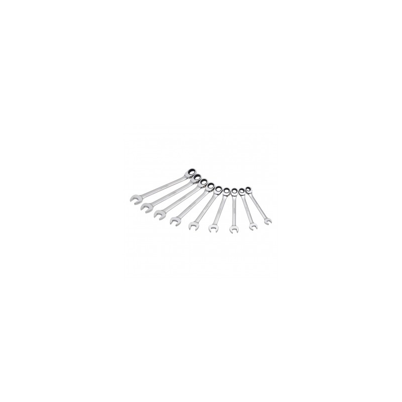 JUEGO URREA DE 9 LLAVES COMBINADAS PULIDO ESPEJO DE MATRACA SPLINE REVERSIBLE EN PULGADAS ( JLMC9R)