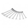 JUEGO URREA DE 9 LLAVES COMBINADAS PULIDO ESPEJO DE MATRACA SPLINE REVERSIBLE EN PULGADAS ( JLMC9R)
